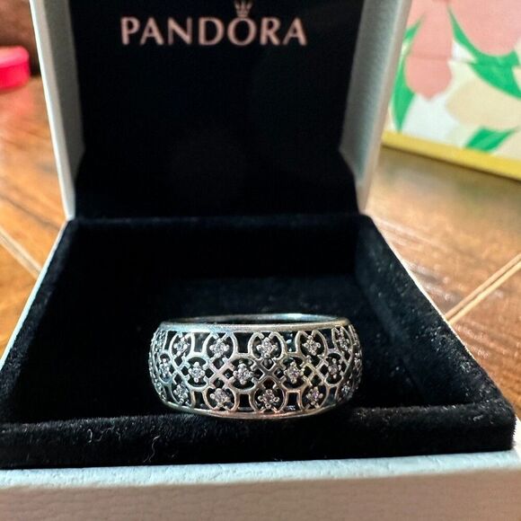 Genuine Pandora Intricate Lattice Ring - Sterling Clear‎ CZs 50 (US 5)190955CZ - Picture 1 of 5